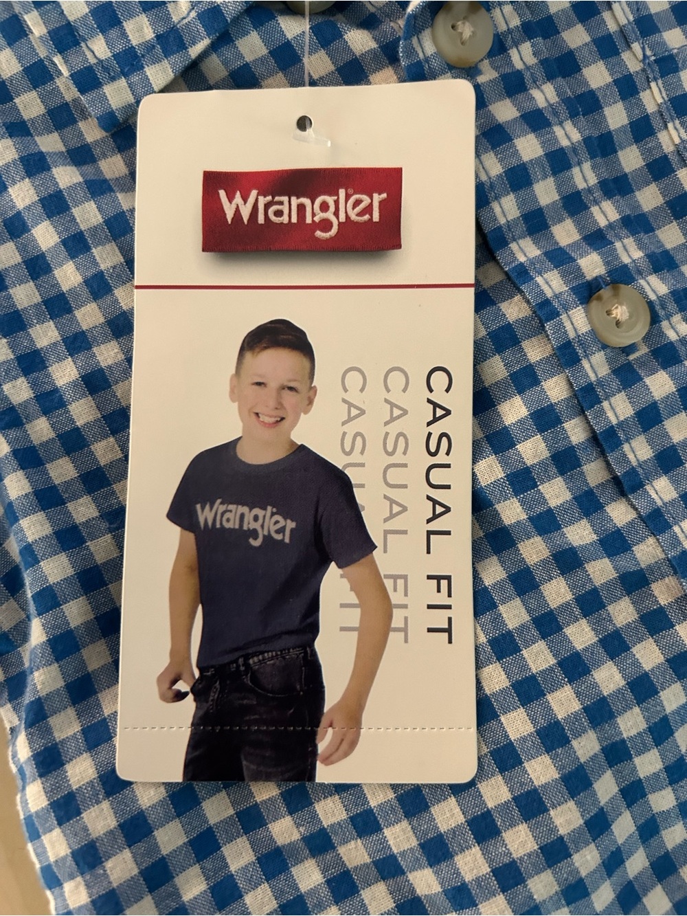 Wrangler NWT Baby Boy 12M Blue Gingham Button Up & Khaki Shorts Set - Picture 2 of 4
